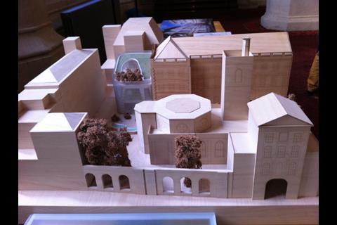 Model of Steven Holl's consented Maggie's proposal at the planning committee